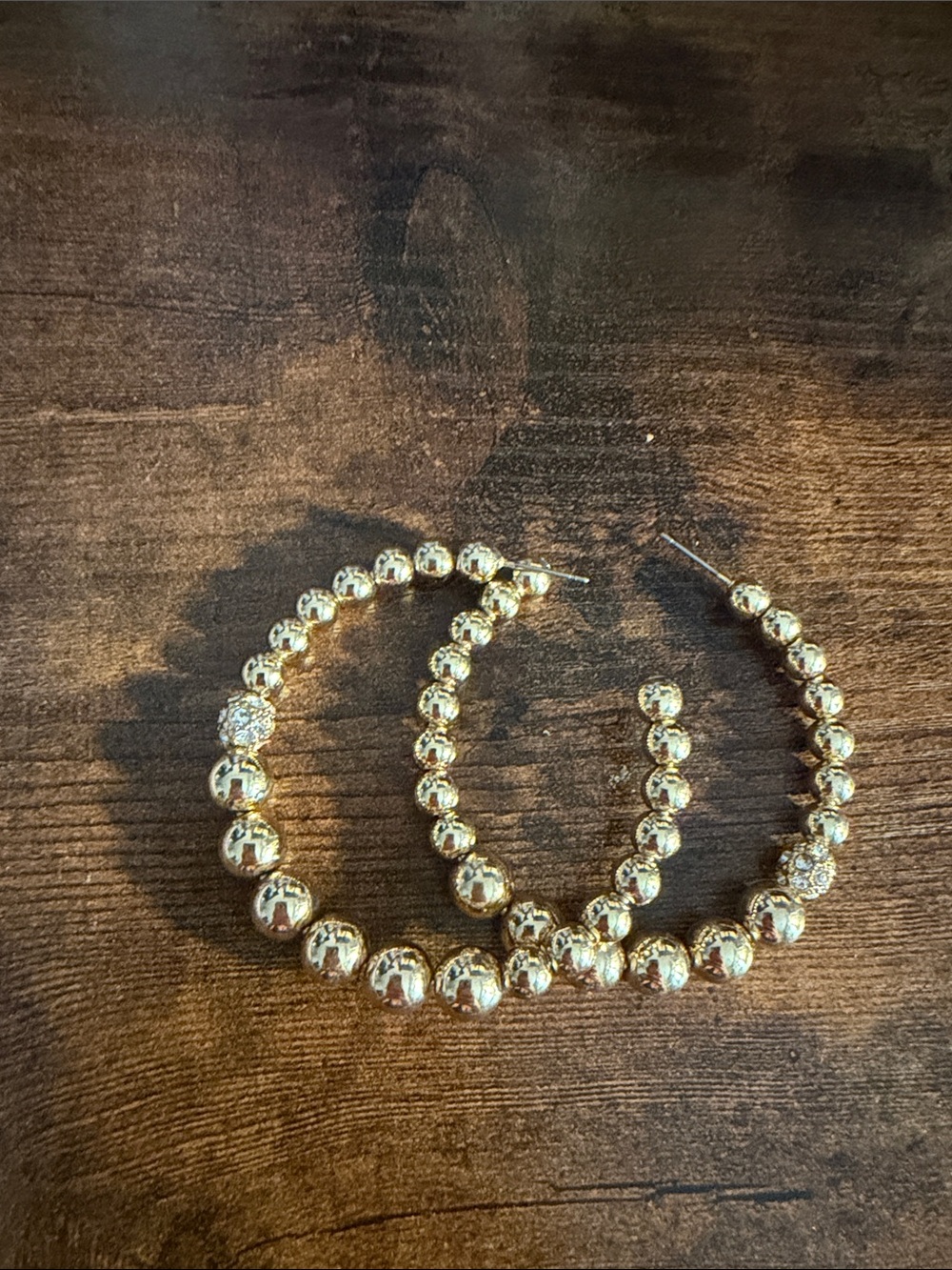 Gold Beaded Hoop Earrings - Women's Jewelry